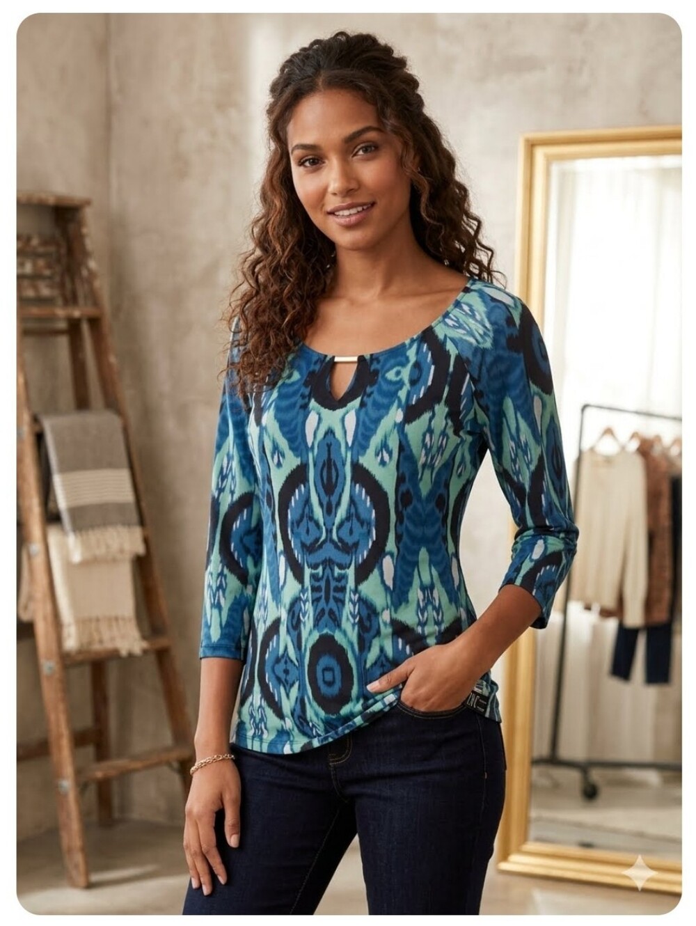 INC International Concepts Ikat Print Blouse